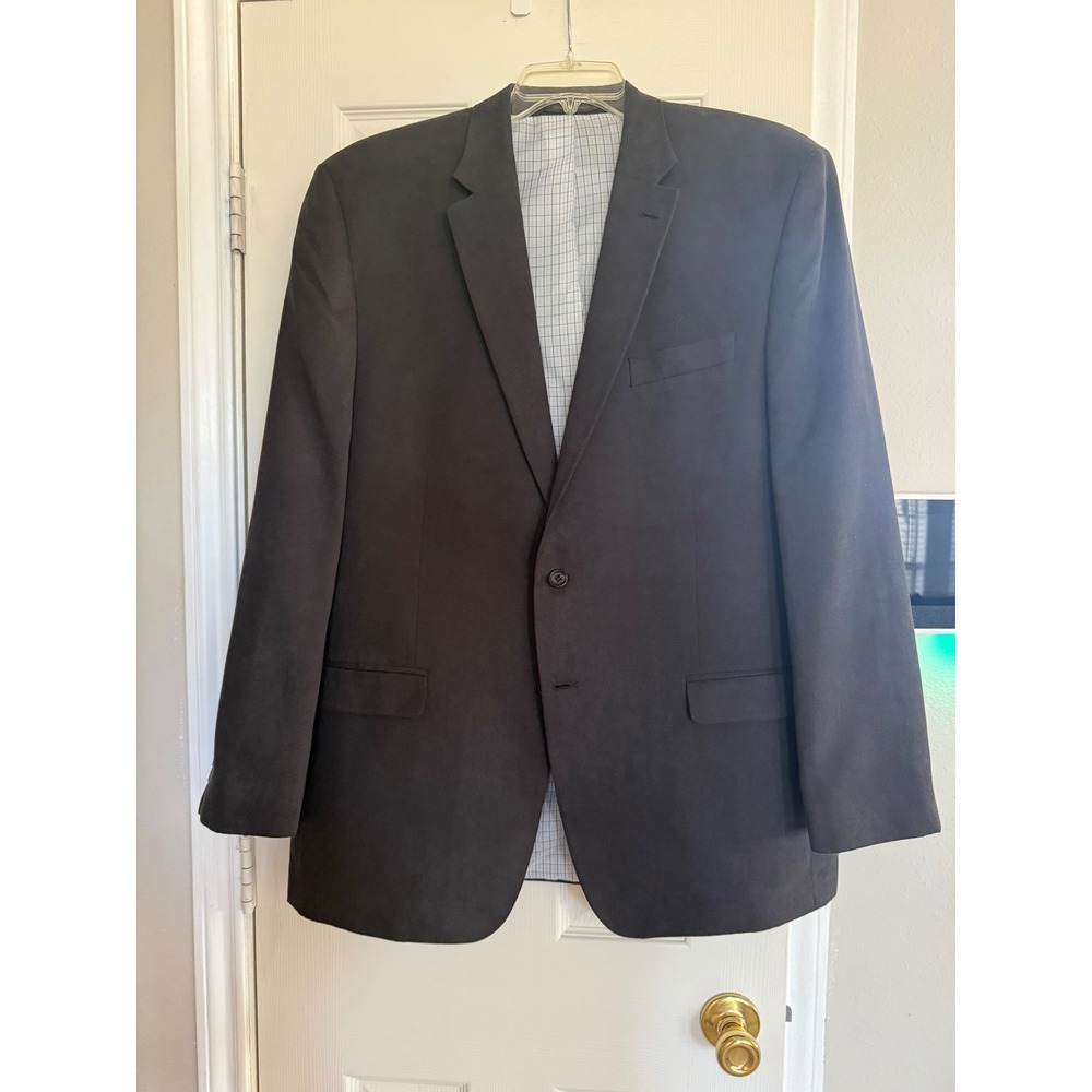 Lauren Ralph Lauren Mens Knit Blazer Charcoal Gray‎ 2 Button Sport Coat 46L